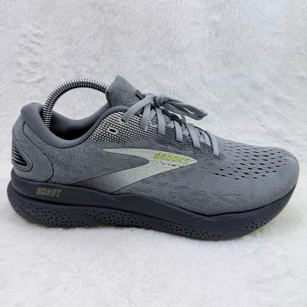 Brooks Ghost 16 Mens Running Shoes Primer Grey Lime Size 9 2E Wide Sneaker